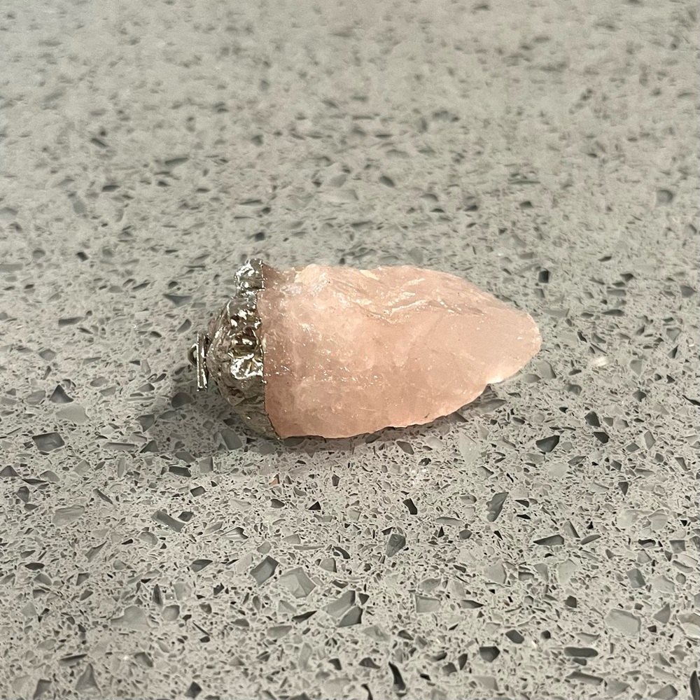 Crystal Healing Pink Rose Quartz Stone Pendant